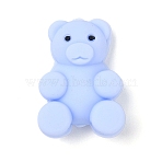 Silicone Beads, Cartoon Animal Bear, Light Sky Blue, 29x22x13mm, Hole: 2mm(SIL-S005-01B)