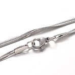 Non-Tarnish 304 Stainless Steel Snake Chain Necklaces, with Lobster Claw Clasps, Stainless Steel Color, 2.5mm, 17.7 inch(45cm)(NJEW-F195-02B-P)