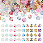 300Pcs 10 Style Baking Paint Transparent & Crackle Glass Beads, Round, Mixed Color, 8mm, Hole: 1.2mm, 30Pcs/style(DGLA-TA0001-03)