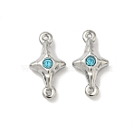 304 Stainless Steel Aquamarine Rhinestone Connector Charms, Star Links, Stainless Steel Color, 17x9x4mm, Hole: 0.8mm(STAS-L308-03A-P)