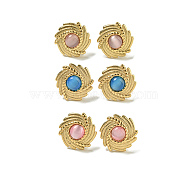 Cat Eye Stud Earrings, Sun Ion Plating(IP) 304 Stainless Steel for Women, Polishing, Mixed Color, 17.5mm(EJEW-G400-62G)