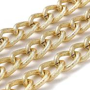 Oxidation Aluminum Textured Curb Chains, Twisted Chains, Unwelded, with Spool, Light Gold, 17x12x5mm, about 65.62 Feet(20m)/Roll(CHA-H001-14KCG)