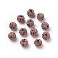Unwaxed Natural Lava Rock Beads, for Perfume Essential Oil Beads, Aromatherapy Beads, Dyed, Round, Rosy Brown, 8.5mm, Hole: 1.5~2mm(G-F325-8mm-A13)
