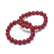 Natural Jade Bead Stretch Bracelets, Round, Dyed, 2-1/8 inch~2-3/8 inch(5.5~6cm), Bead: 8mm(BJEW-K212-B-036)