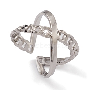 304 Stainless Steel Criss Cross Open Cuff Rings for Women, Stainless Steel Color, US Size 7 1/4(17.5mm)(RJEW-G285-72P)