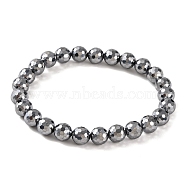 Faceted Round Terahertz Stone Beaded Stretch Bracelets for Women Men, Inner Diameter: 2-3/8 inch(6cm), 8mm(BJEW-H590-04A-01)