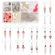 SUNNYCLUE DIY Earring Making Kits, Including Alloy Bead Caps & Cone & Pendants, Glass & Glass Pearl & Acrylic Beads, Brass Pins & Earring Hooks, Antique Silver & Platinum, 134pcs/box(DIY-SC0016-09)
