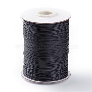 Korean Waxed Polyester Cord, Macrame Artisan String for Jewelry Making, Black, 1mm, about 85yards/roll(YC1.0MM-A106)