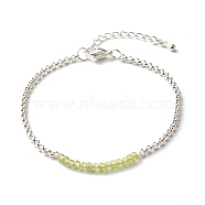 Natural Peridot Beaded Bracelets, with 304 Stainless Steel Rolo Chain, 7.48 inch(190mm)(BJEW-JB06384-05)