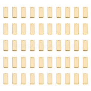 50Pcs 201 Stainless Steel Charms, Rectangle Charm, Real 18K Gold Plated, 13x5x0.5mm, Hole: 1.2mm(STAS-UN0046-34)