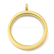 Glass Interface, 304 Stainless Steel Locket Pendants, Ring, Golden, 35x29.5x6mm, Hole: 4mm(STAS-D110-49G)