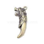 Tibetan style Alloy Pendants, Wolf Tooth Charm, Antique Golden, 43.5x16.5x8.5mm, Hole: 2mm(FIND-M021-21AG-01)