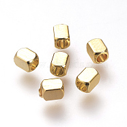 Brass Spacer Beads, Cuboid, Nickel Free, Real 18K Gold Plated, 3.5x2.5x2.5mm, Hole: 1.5mm(KK-T016-14G)