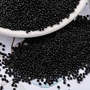 MIYUKI Round Rocailles Beads, Japanese Seed Beads, (RR401) Black, 15/0, 1.5mm, Hole: 0.7mm, about 5555pcs/bottle, 10g/bottle(SEED-JP0010-RR0401)
