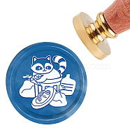 Brass Wax Seal Stamp with Handle, for DIY Scrapbooking, Raccoon Pattern, 3.5x1.18 inch(8.9x3cm)(AJEW-WH0184-0304)