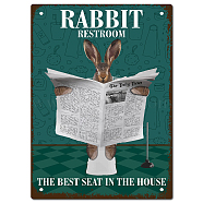 Vintage Metal Iron Tin Sign Poster, Wall Decor for Bars, Restaurants, Cafes Pubs, Vertical Rectangle, Rabbit Pattern, 300x200x0.5mm(AJEW-WH0157-611)