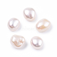 Natural Baroque Keshi Pearl Beads, Freshwater Pearl Beads, No Hole, Nuggets, Seashell Color, 8~10x7.5x7.5mm(PEAR-N020-P14)