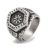 304 Stainless Steel Ring, Hexagon, Inner Diameter: 19mm(RJEW-B055-04AS-15)
