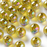 Transparent Acrylic Beads, AB Color Plated, Round, Goldenrod, 16x15mm, Hole: 2.8mm, about 220pcs/500g(MACR-S370-B16mm-737)
