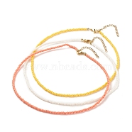 3Pcs Glass Seed Beaded Necklaces Set, Stackable Necklace for Women, Yellow, 15.94~16.02 inch(40.5~40.7cm)(NJEW-JN03827-04)