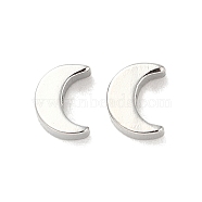 Brass Beads, Real Platinum Plated, Moon, 7x5x3mm, Hole: 1mm(KK-NH0004-01A-P)