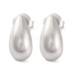 Non-Tarnish 304 Stainless Steel Stud Earrings for Women, Teardrop, Stainless Steel Color, 14x7mm(EJEW-N054-11P)