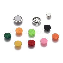 304 Stainless Steel Diffuser Locket Aromatherapy Essential Oil, with Perfume Pad, Perfume Button for Face Mask, Flat Round with Tree of Life, Mixed Color, 12x4.5mm(AJEW-N025-07P)
