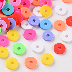 Handmade Polymer Clay Beads, Heishi Beads, for DIY Jewelry Crafts Supplies, Disc/Flat Round, Mixed Color, 8x1.5mm, Hole: 2mm, about 1150pcs/100g(X-CLAY-T019-01A)