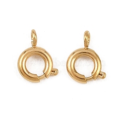 304 Stainless Steel Spring Gate Rings, Ion Plating(IP), Real 18K Gold Plated, Ring, Real 18K Gold Plated, 9x7x1.5mm, Hole: 1.6mm(STAS-P437-11G)