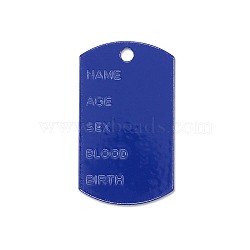 Rectangle Painted Iron Message Pendants, Medium Blue, 51x30x1mm, Hole: 4mm(PALLOY-J256-01)