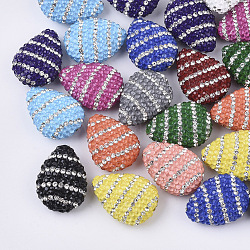 Polymer Clay Rhinestone Beads, Teardrop, Mixed Color, PP11(1.7~1.8mm), 24~25x18~19x10~11mm, Hole: 1.2mm(RB-N051-004)