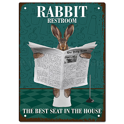 Vintage Metal Iron Tin Sign Poster, Wall Decor for Bars, Restaurants, Cafes Pubs, Vertical Rectangle, Rabbit Pattern, 300x200x2.2mm(AJEW-WH0157-611)