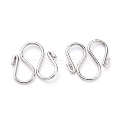 304 Stainless Steel Hook Clasps, M Clasps, Stainless Steel Color, 9x11x1mm(STAS-J032-37)