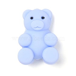 Silicone Beads, Cartoon Animal Bear, Light Sky Blue, 29x22x13mm, Hole: 2mm(SIL-S005-01B)