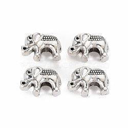 Tibetan Style Alloy European Beads Rhinestone Settings, Cadmium Free & Lead Free, Elephant, Antique Silver, Fit For 0.9mm Rhinestone, 9x13.5x6.5mm, Hole: 4.5mm(TIBEB-N007-018)