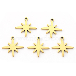 Vacuum Plating 304 Stainless Steel Pendants, Laser Cut, Eight Pointed Star, Golden, 15x15x1mm, Hole: 1.2mm(X-STAS-N092-37G)