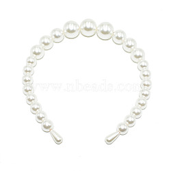 Plastic Imitation Pearls Hair Bands, Bridal Hair Bands Party Wedding Hair Accessories for Women Girls, White, 140mm(OHAR-PW0007-20C)