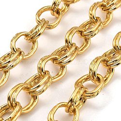 Aluminium Cable Chains, Unwelded, with Spool, Light Gold, 22x16x2.5mm, about 16.40 Feet(5m)/Roll(CHA-C002-12KCG)