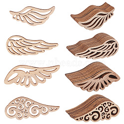 Olycraft Unfinished Wood Cabochons, Laser Cut Wood Shapes, Wing, for DIY Crafts and Jewelry Making, Tan, 10pcs/set, 8sets/bag(WOOD-OC0001-38)