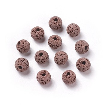 Unwaxed Natural Lava Rock Beads, for Perfume Essential Oil Beads, Aromatherapy Beads, Dyed, Round, Rosy Brown, 8.5mm, Hole: 1.5~2mm