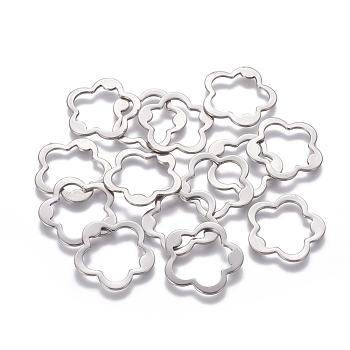 201 Stainless Steel Linking Rings, Flower, Stainless Steel Color, 22x0.5mm
