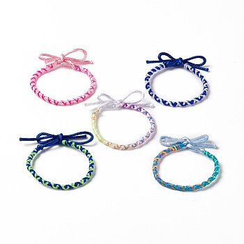 Polyester Braided Cord Bracelet, Adjustable Bracelet for Women, Mixed Color, 11-3/4x1/8 inch(30x0.4cm)