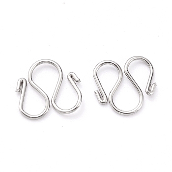 304 Stainless Steel Hook Clasps, M Clasps, Stainless Steel Color, 9x11x1mm