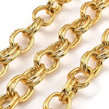 Aluminium Cable Chains, Unwelded, with Spool, Light Gold, 22x16x2.5mm, about 16.40 Feet(5m)/Roll