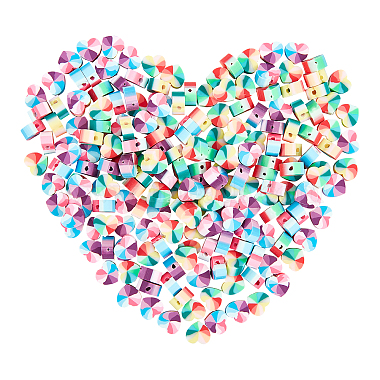 11mm Colorful Heart Polymer Clay Beads