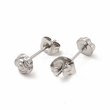 304 Stainless Steel Flower Stud Earrings for Women(EJEW-C004-04P)-2