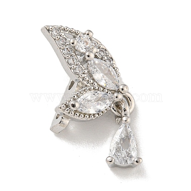 Platinum Clear Butterfly Brass+Cubic Zirconia Spacer Bars