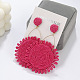 Flower Alloy & Raffia Dangle Stud Earrings(FS-WGE45CE-01)-2
