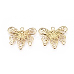 Iron Chandelier Components Links, Flower, Golden, 18x22x0.7mm, Hole: 1.4mm(X-IFIN-P016-04G)