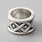 Alloy European Beads, Large Hole Beads, Column with Rhombus, Antique Silver, 9.5x5.5mm, Hole: 6.8mm(FIND-TAC0014-89B)